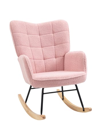 HOMCOM Schaukelstuhl-98T x 71B x 101H cm-Rosa