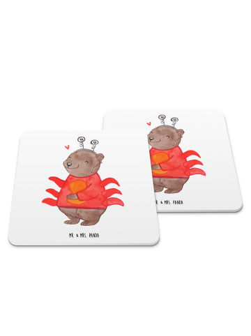 Mr. & Mrs. Panda Bierdeckel Krebs Astrologie ohne Spruch in Weiß