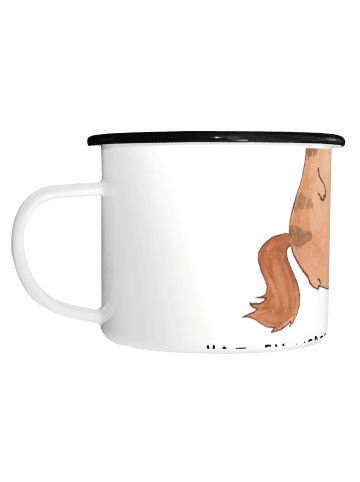 Mr. & Mrs. Panda Emaille Becher Katze Wasserglas mit Spruch in Weiß