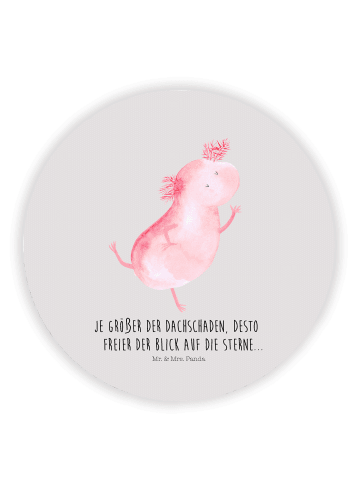 Mr. & Mrs. Panda Rund Magnet Axolotl Tanzen mit Spruch in Grau Pastell