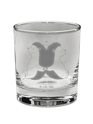 Mr. & Mrs. Panda Whiskey Glas Igel händchenhaltend ohne Spruch in Transparent