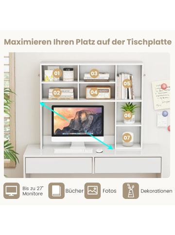 COSTWAY Schreibtischregal mit 7 Fächern 94x25x79cm in Weiß