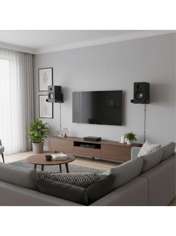 relaxdays 2 x Lautsprecher Wandhalterung in Schwarz