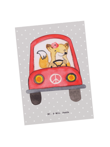 Mr. & Mrs. Panda Postkarte Fahrlehrerin Herz ohne Spruch in Grau Pastell