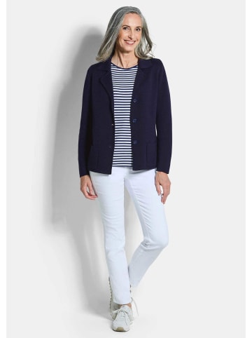 GOLDNER Kurzgröße: Strickblazer Milano-Ripp-Blazer mit Reverskragen in marine