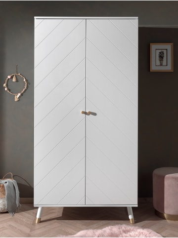 58 aufm Kessel KLEIDERSCHRANK Kamillah 100x59x200 mit 2 Türen aus MDF in Satin Weiß