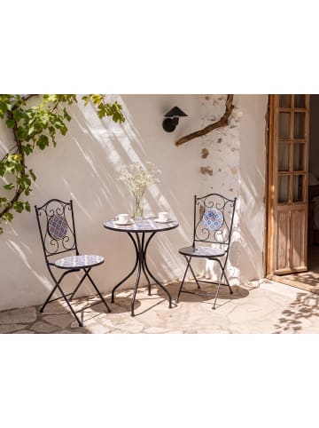 Beliani 3-tlg Bistro Set SIPONTO in Weiß/Blau/Schwarz
