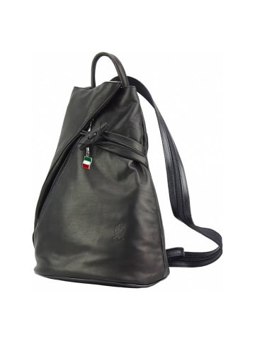 Florence Florence Cityrucksack, Schultertasche Leder schwarz ca. 24cm