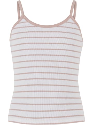 Urban Classics Urban Classics Girls Striped Rib Basic Top in white/powderrose