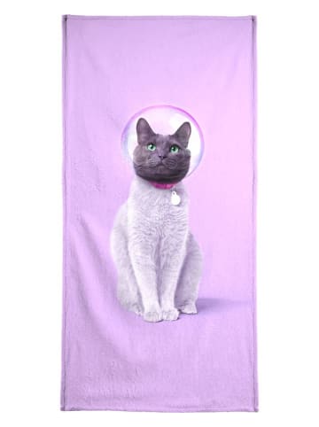 Juniqe Handtuch "Space Cat" in Violett