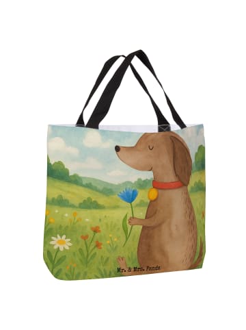 Mr. & Mrs. Panda Tote Bag Hund Blume Design ohne Spruch in Weiß