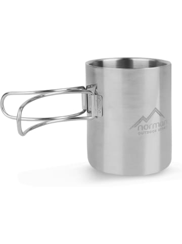 Normani Outdoor Sports Doppelwandige Edelstahl-Tasse mit Faltgriff 250 ml Oklahoma in Silber