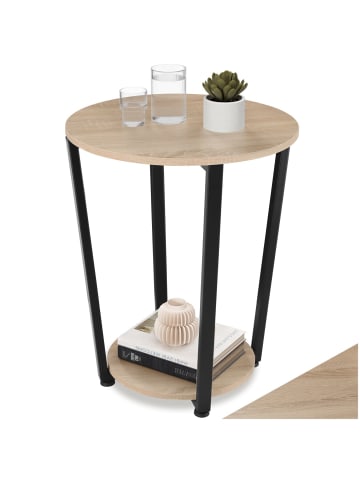 tectake Beistelltisch Swindon 50 x 62,5 cm, Industrial Holz hell, Eiche Sonoma