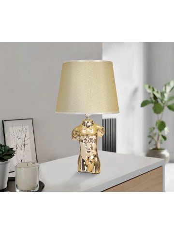Mauro Ferretti Goldene Keramik-Tischleuchte mit Lampenschirm Ø cm 25x42,5