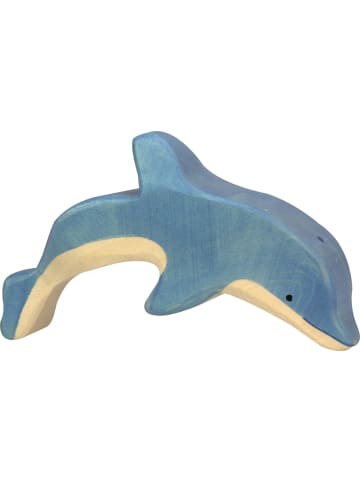 Holztiger Springender Delfin aus Holz in blau