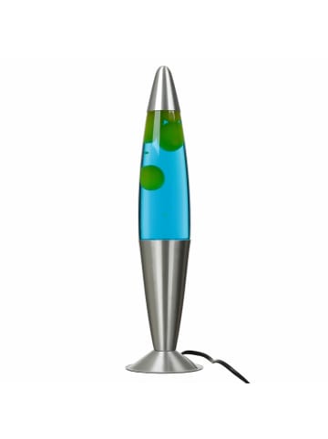 Licht-Erlebnisse Lavalampe EEK G Ø 11 x (H)42 cm in Silber Gelb Blau