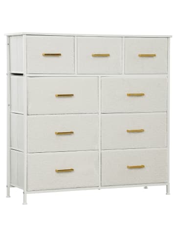 HOMCOM Kommode-100L x 30B x 99H cm-Cremeweiß