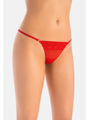 Teyli 3er Pack: Damen Tanga mit floraler Spitze Errori in rot