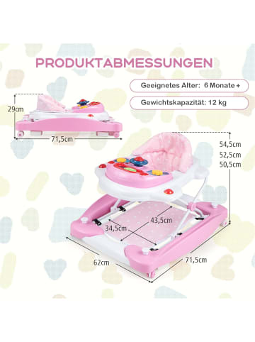 COSTWAY 6 in 1 Lauflernhilfe in Rosa