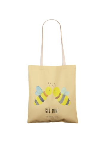 Mr. & Mrs. Panda Tote Bag Biene Liebe mit Spruch in Gelb Pastell
