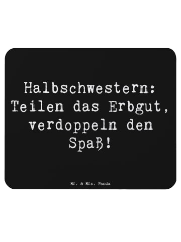 Mr. & Mrs. Panda Mauspad Halbschwester Freude mit Spruch in Schwarz