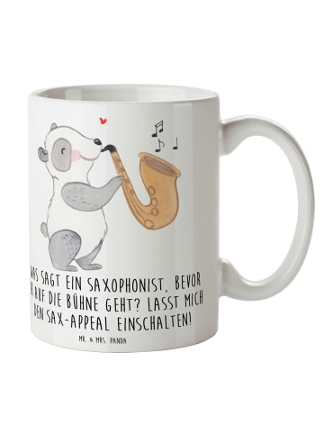 Mr. & Mrs. Panda Teetasse Magischer Saxophon-Charme mit Spruch in Weiß