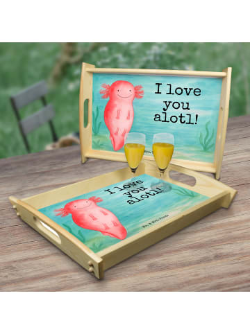 Mr. & Mrs. Panda tablett für bett Axolotl Liebe Design mit Spruch in Weiß