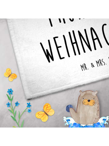 Mr. & Mrs. Panda Gästehandtuch Rotkehlchen Weihnachten mit Spruch in Weiß