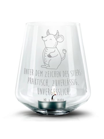 Mr. & Mrs. Panda Gravur Teelicht Stier Astrologie mit Spruch in Transparent