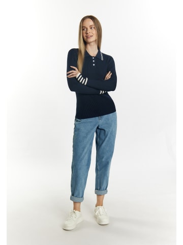 DreiMaster Damen Strickpullover in Marine Wollweiss