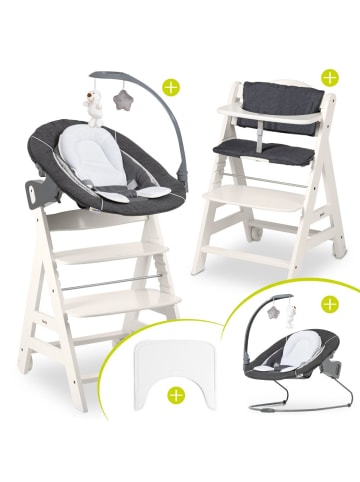 Hauck Beta Plus White 5-tlg. Newborn Set - Hochstuhl + 2in1 in weiss,grau