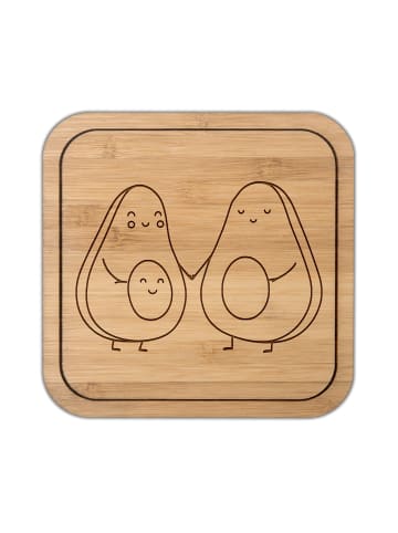 Mr. & Mrs. Panda Untersetzer quadratisch Avocado Pärchen ohne Sp... in Transparent