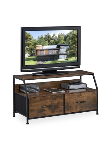 relaxdays TV-Board in Braun/ Schwarz - (B)93 x (H)48,5 x (T)41,5 cm