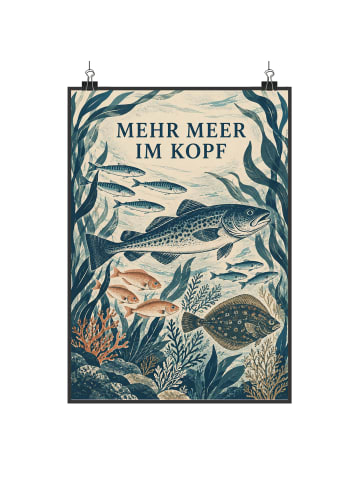 Poster Fisch zeitlos Design mit Spruch in Weiß