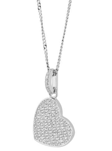 Adeliás Damen Anhänger – Herzanhänger aus 925 Silber mit Zirkonia in silber