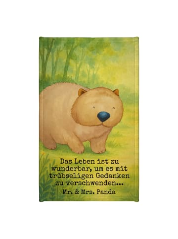Mr. & Mrs. Panda Gästehandtuch Wombat Design mit Spruch in Weiß