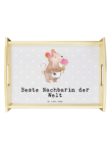 Mr. & Mrs. Panda Tablett Maus Beste Nachbarin der Welt mit Spruch in Grau Pastell