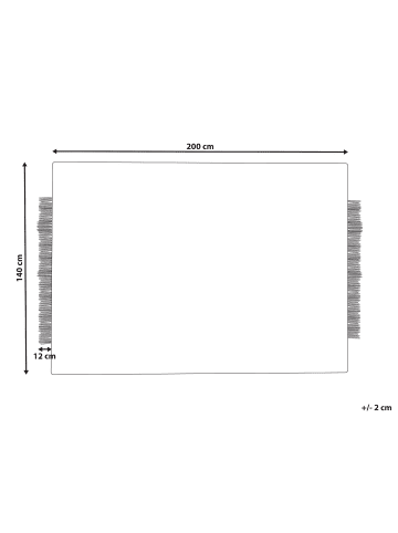 Beliani Geflochtener Teppich DIVARLI in Beige/Schwarz - (W) 140 x (H) 1.5 x (L) 200 cm