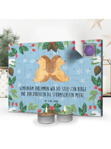 Mr. & Mrs. Panda Kerzen Adventskalender Igel händchenhaltend mit... in Eisblau
