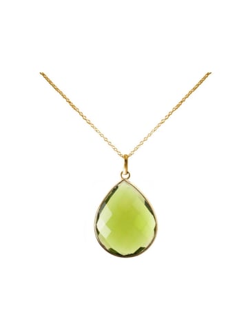 Gemshine Kette mit Anhänger Peridot Tropfen Silber vergoldet