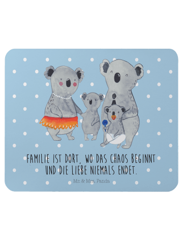 Mr. & Mrs. Panda Mauspad Koala Familie mit Spruch in Blau Pastell