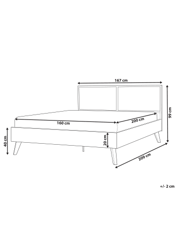 Beliani Doppelbett MONPAZIER in Braun - (W) 167 x (H) 99 x (L) 209 cm