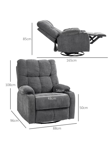 HOMCOM Relaxsessel in Dunkelgrau 88L x 96B x 108H cm
