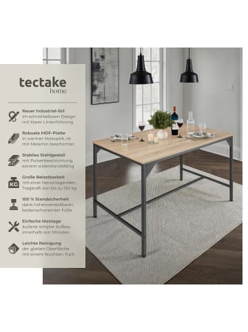tectake Esszimmertisch, Maße: 120 x 75 x 75 cm, in rechteckiger Form