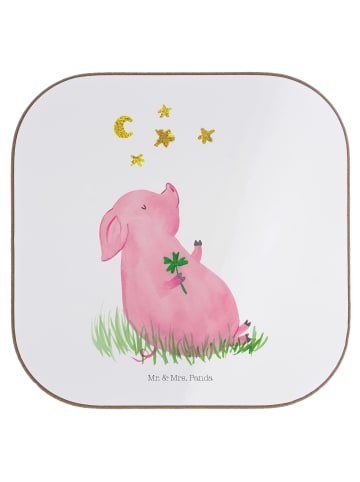 Mr. & Mrs. Panda Coaster Schwein Glück ohne Spruch in Weiß