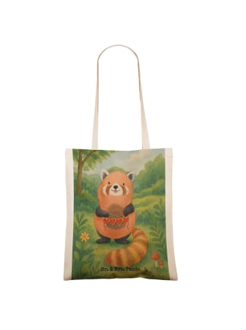 Mr. & Mrs. Panda Shopping Tasche Roter Panda Design ohne Spruch in Weiß