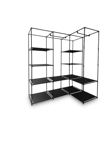 relaxdays Eckschrank in Schwarz - (B)86 x (H)170 x (T)130 cm