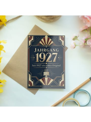 Mr. & Mrs. Panda Geburtstagskarte 1927. Geburtstag Zahl elegant ... in Weiß