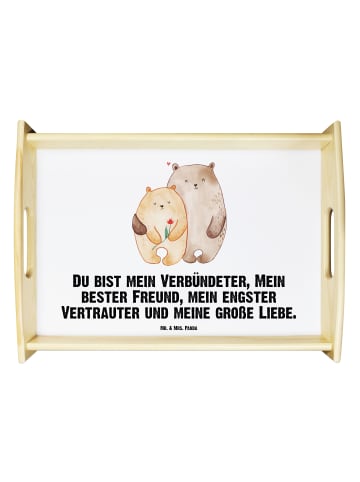 Mr. & Mrs. Panda Holztablett Bären Liebe mit Spruch in Weiß