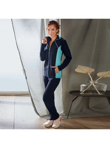 Erwin Müller Sweat Freizeitanzug in marine/türkis